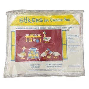 Vtg Stik-ees Window Clings country geese code d 90s Teacher School kitchen
